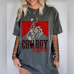 SHEIN Cowboy Riders Graphic Tee - Dark Gray